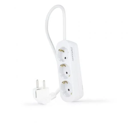 Nanocable Regleta de 3 Tomas, 1.4 m, Blanca